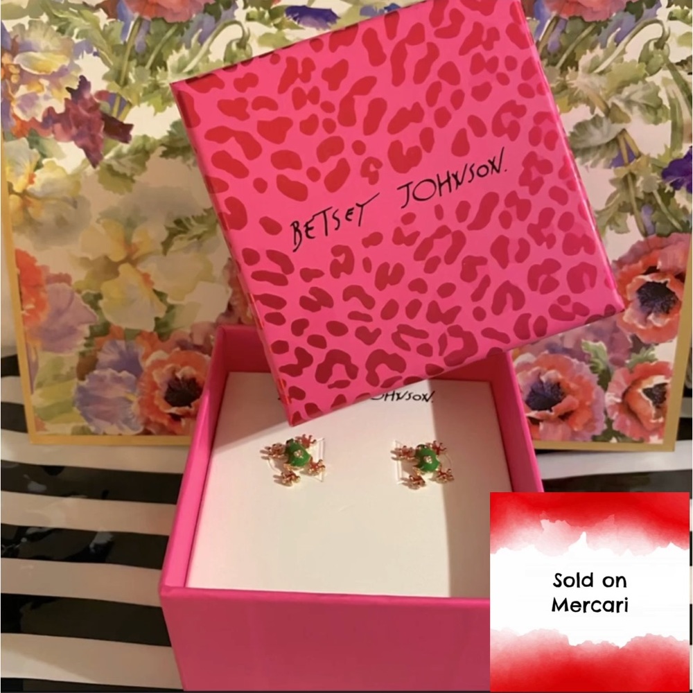 Betsey Johnson Jungle Book Frog Stud Earrings NIB